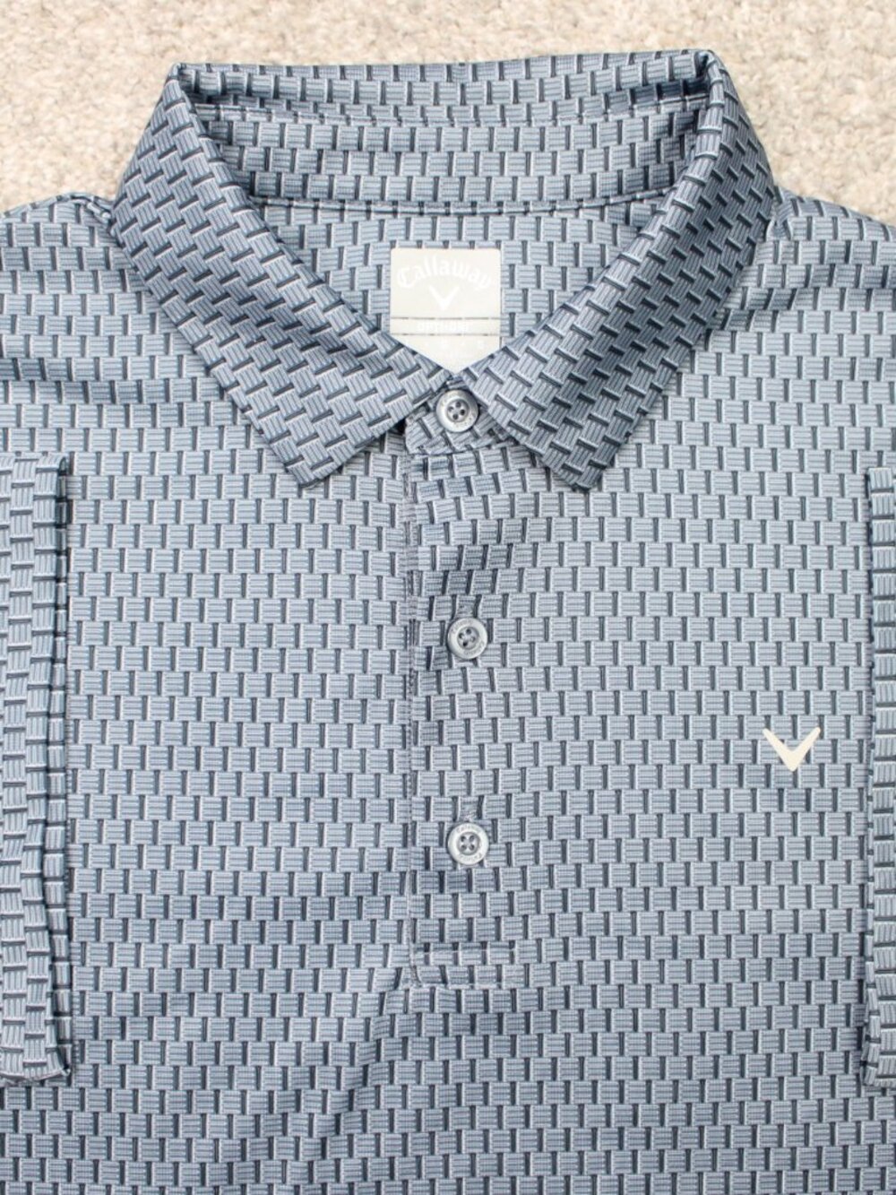 Callaway Polo Shirt Men Large Blue Geometric Opti-Dri Golf Short Sleeve Pullover